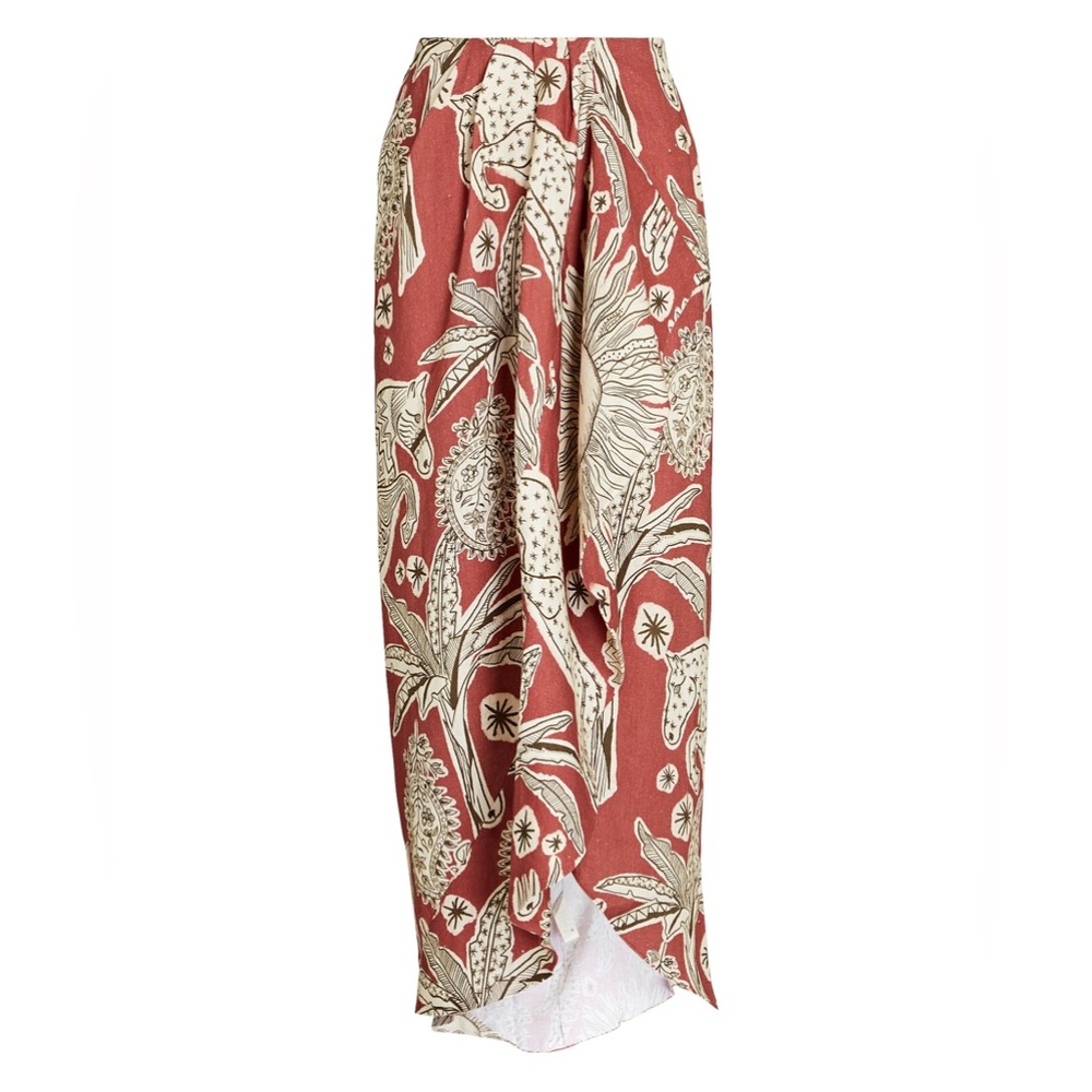 JOHANNA ORTIZ Anoranzas Linen Midi Wrap Skirt. Size 0.